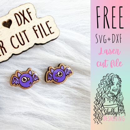 FREE | Cute Vampire Bat Monster Stud Earring SVG