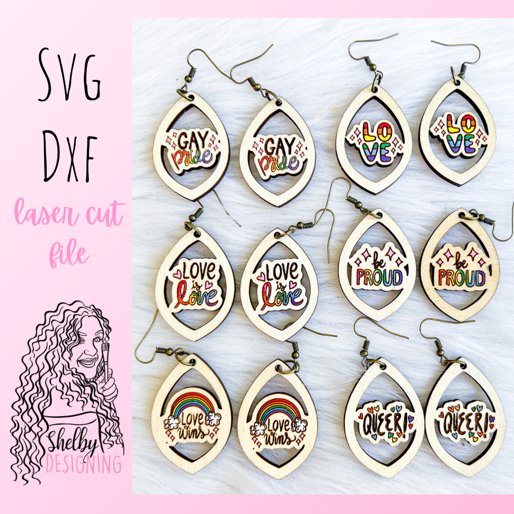 Cute LGBTQ Pride Dangle Earrings Bundle SVG