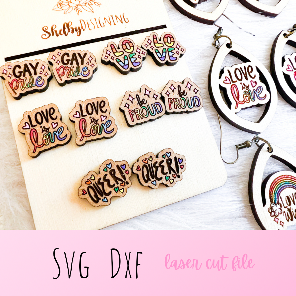 LGBTQ Pride Stud + Dangle Earrings Bundle SVG