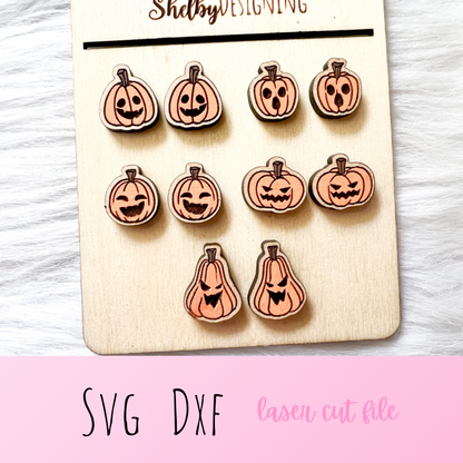 Halloween Pumpkins Stud Earrings Bundle SVG