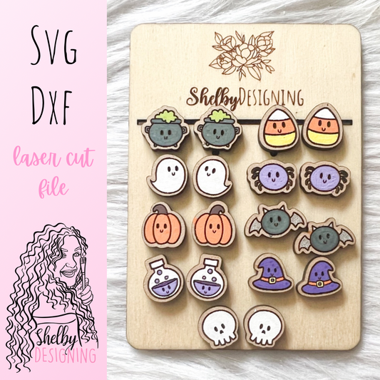 Kawaii Halloween Stud Earrings Bundle SVG