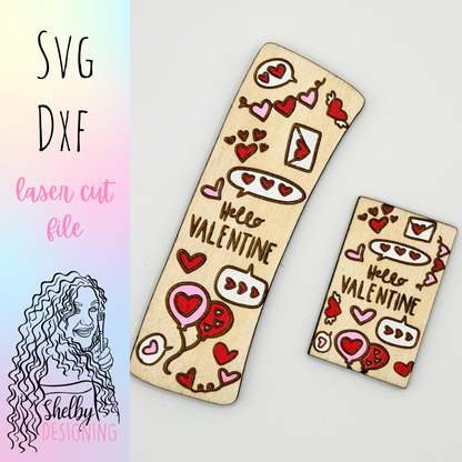 Hello Valentine Hair Claw Clip SVG DXF File