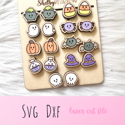 Kawaii Halloween Stud Earrings Bundle SVG