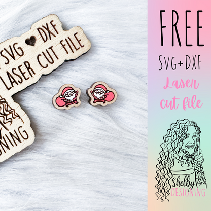 FREE | Kawaii Santa W Bag Stud Earring SVG