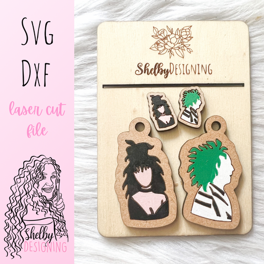 Beetlejuice n Lydia Stud/Dangle Combo Earrings SVG