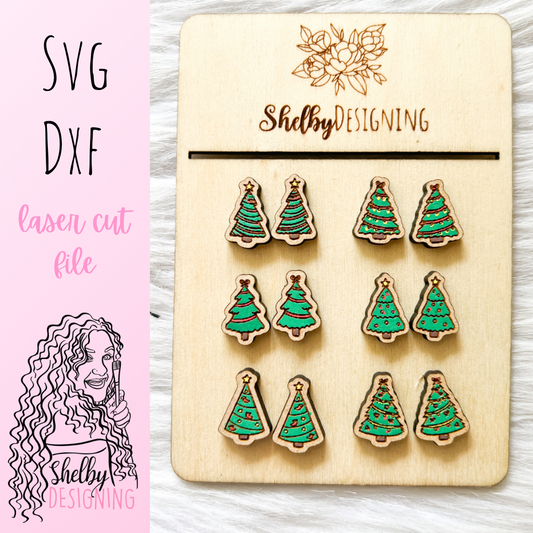 Christmas Tree Stud Earrings Bundle SVG