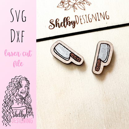Horror Knife Clever Stud Earrings SVG