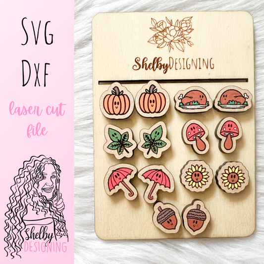 Kawaii Autumn Stud Earrings Bundle SVG