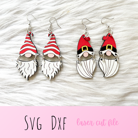 Christmas Gnomes 2 Piece Dangle Earrings Duo SVG