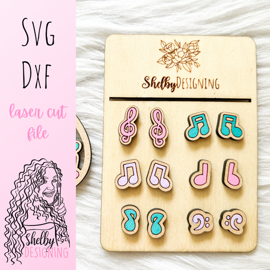 Music Note Dangle/Stud Earrings SVG