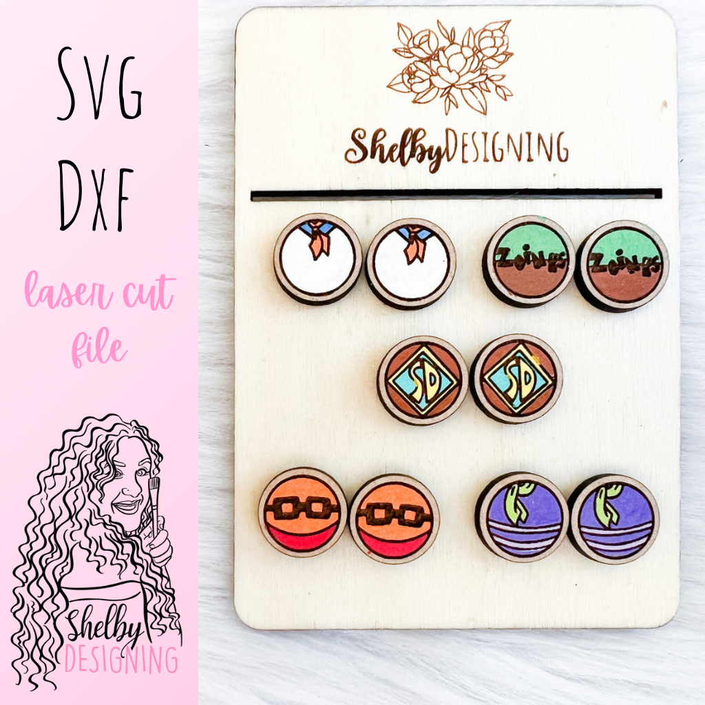 Circle Scooby Doo Inspired Stud Earrings SVG