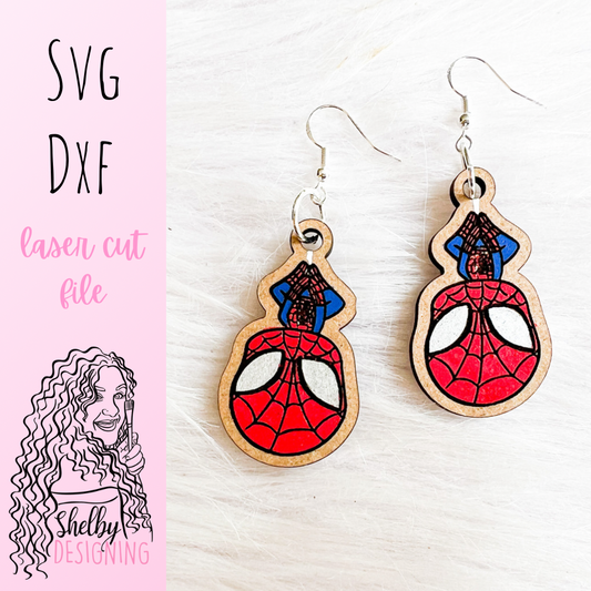 Hanging Spiderman Dangle Earrings SVG