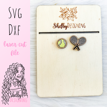 Tennis Ball & Racket Stud Earrings SVG