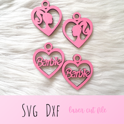 Barbie Heart Dangle Earrings Duo SVG