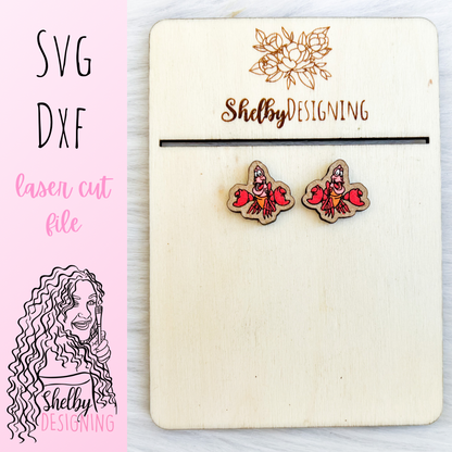 Sebastian the Crab Stud Earrings SVG