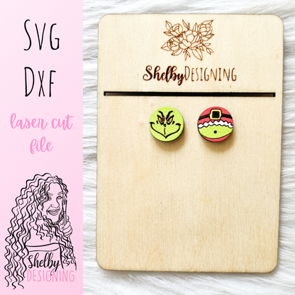 Grinchmas Grinch Circle Stud Earrings SVG