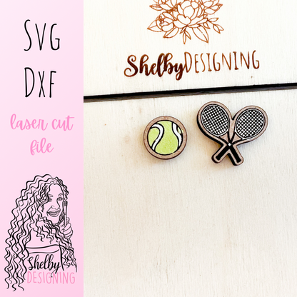 Tennis Ball & Racket Stud Earrings SVG