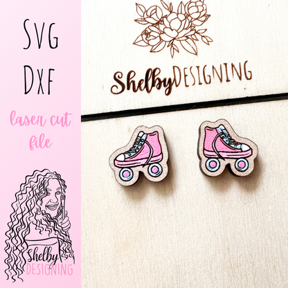 Retro Rollerblades Stud Earrings SVG