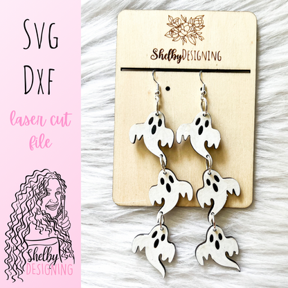 Flying Ghosts 3 Piece Dangle Earrings SVG