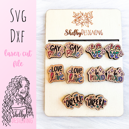 LGBTQ Pride Stud + Dangle Earrings Bundle SVG