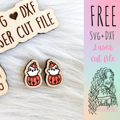FREE | Ghost in Pumpkin Stud Earrings SVG