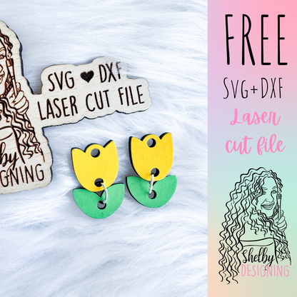 FREE | 2 Piece Tulip Dangle Earring SVG DXF Digital File
