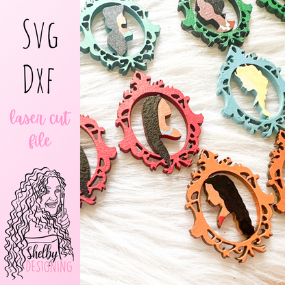 Magic Mirror Princess Dangle Earrings Bundle SVG