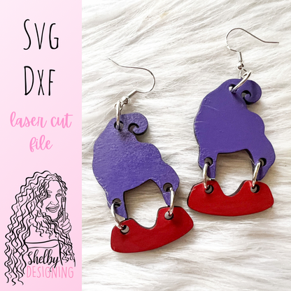 Hocus Pocus Witch Sisters 2 Piece Dangle Earrings Trio SVG