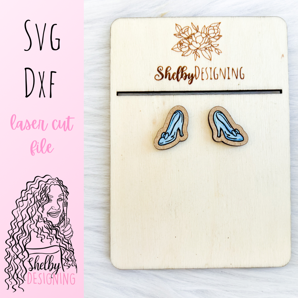 Glass Slipper Cinderella Stud Earrings SVG