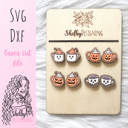 Spooky Hot Cocoa Stud Set Earrings SVG