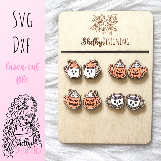 Spooky Hot Cocoa Stud Set Earrings SVG