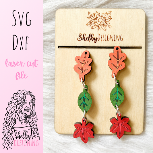 Autumn Leaves 3 Piece Dangle Earrings SVG