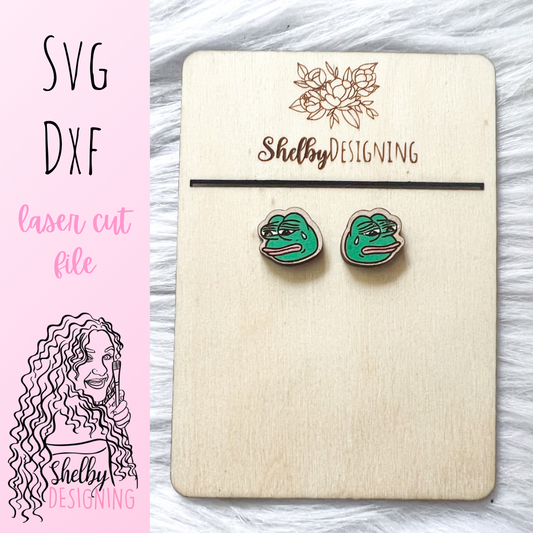 Crying Frog Meme Stud Earrings SVG