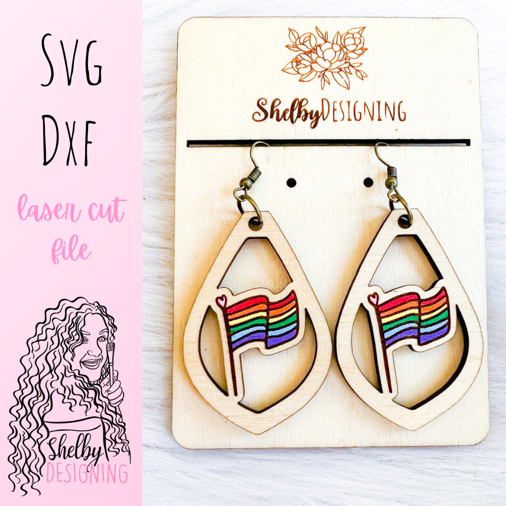 Rainbow Pride + Pride Flag Dangle Earrings Duo SVG