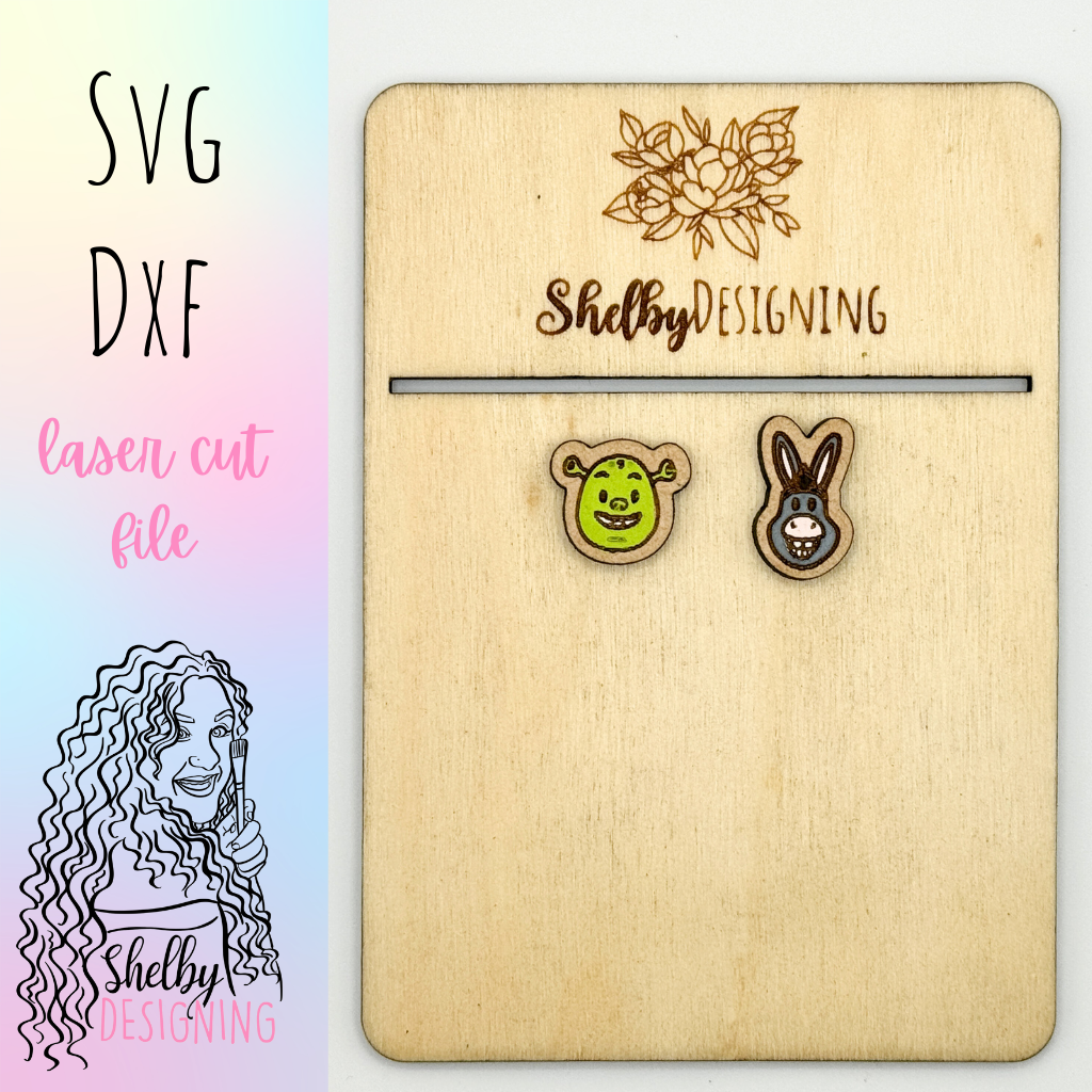 BFF Mix n Match Series | Shrek & Donkey Stud Earrings SVG