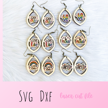 Cute LGBTQ Pride Dangle Earrings Bundle SVG