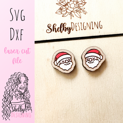 Cute Kawaii Santa Stud Earrings SVG
