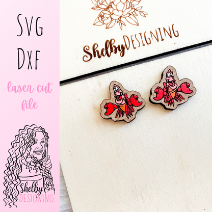 Sebastian the Crab Stud Earrings SVG