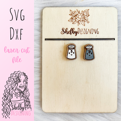 Kawaii Salt & Pepper Stud Earrings SVG