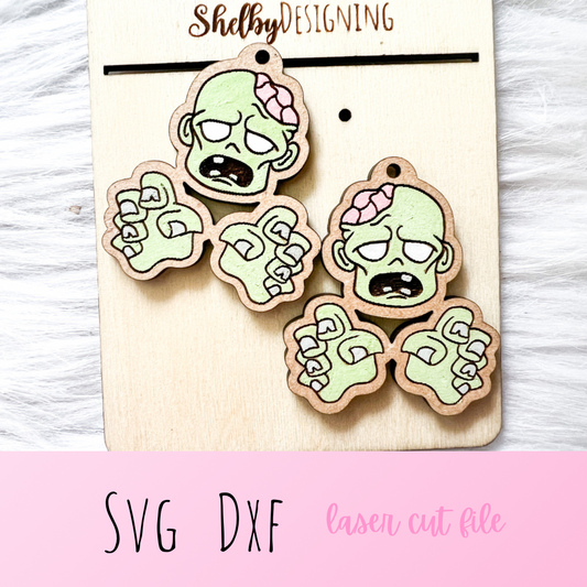 Spooky Zombie Brains Dangle Earrings SVG