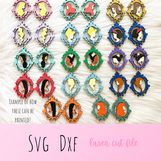 Magic Mirror Princess Dangle Earrings Bundle SVG