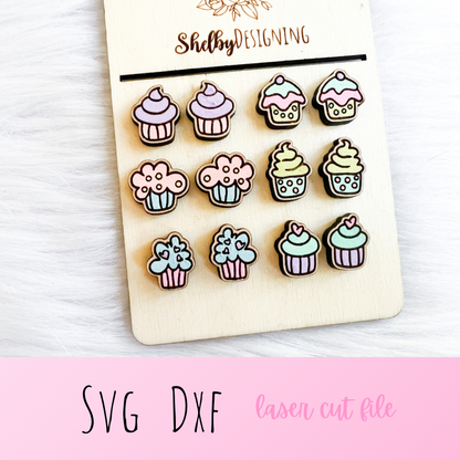 Cupcake & Muffins Stud Earrings Bundle SVG