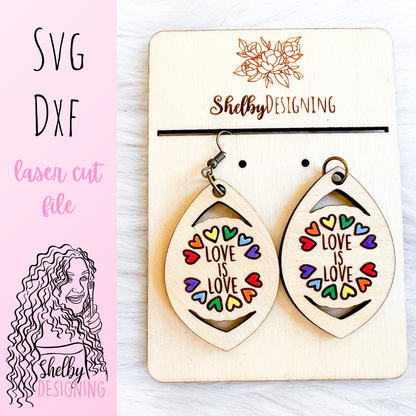Pride Love is Love + Love Wins Dangle Earrings Duo SVG