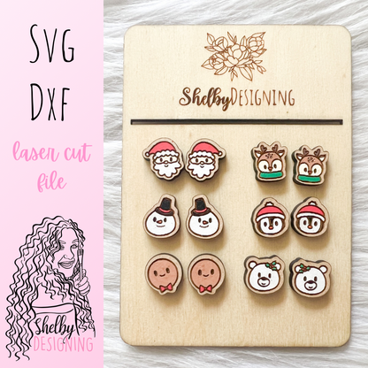 Adorable Christmas Characters Stud Earrings Bundle SVG