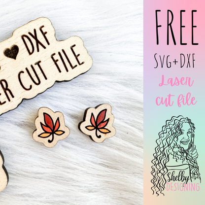 FREE | Simple Autumn Leaf Stud Earrings SVG