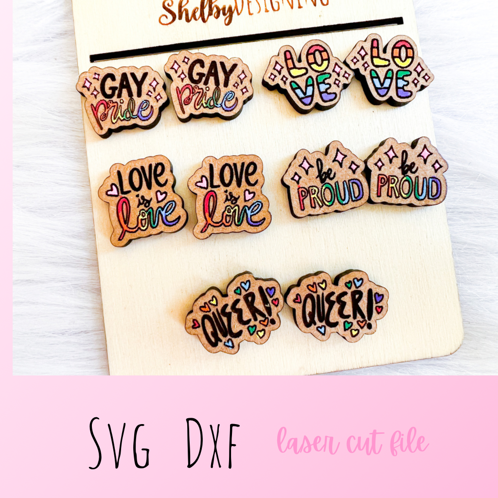 Cute LGBTQ Pride Stud Earrings Bundle SVG