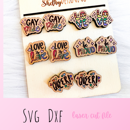 Cute LGBTQ Pride Stud Earrings Bundle SVG