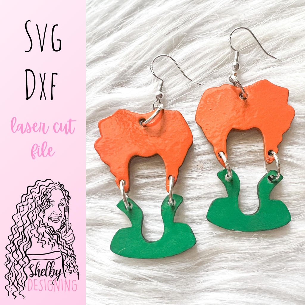 Hocus Pocus Witch Sisters 2 Piece Dangle Earrings Trio SVG