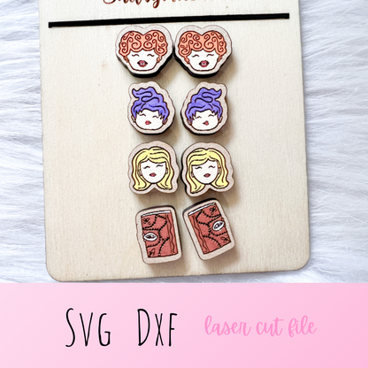 Hocus Pocus Heads Halloween Stud Earrings Set SVG