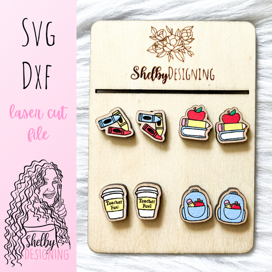 School Teacher Back to School Stud Earrings Set SVG